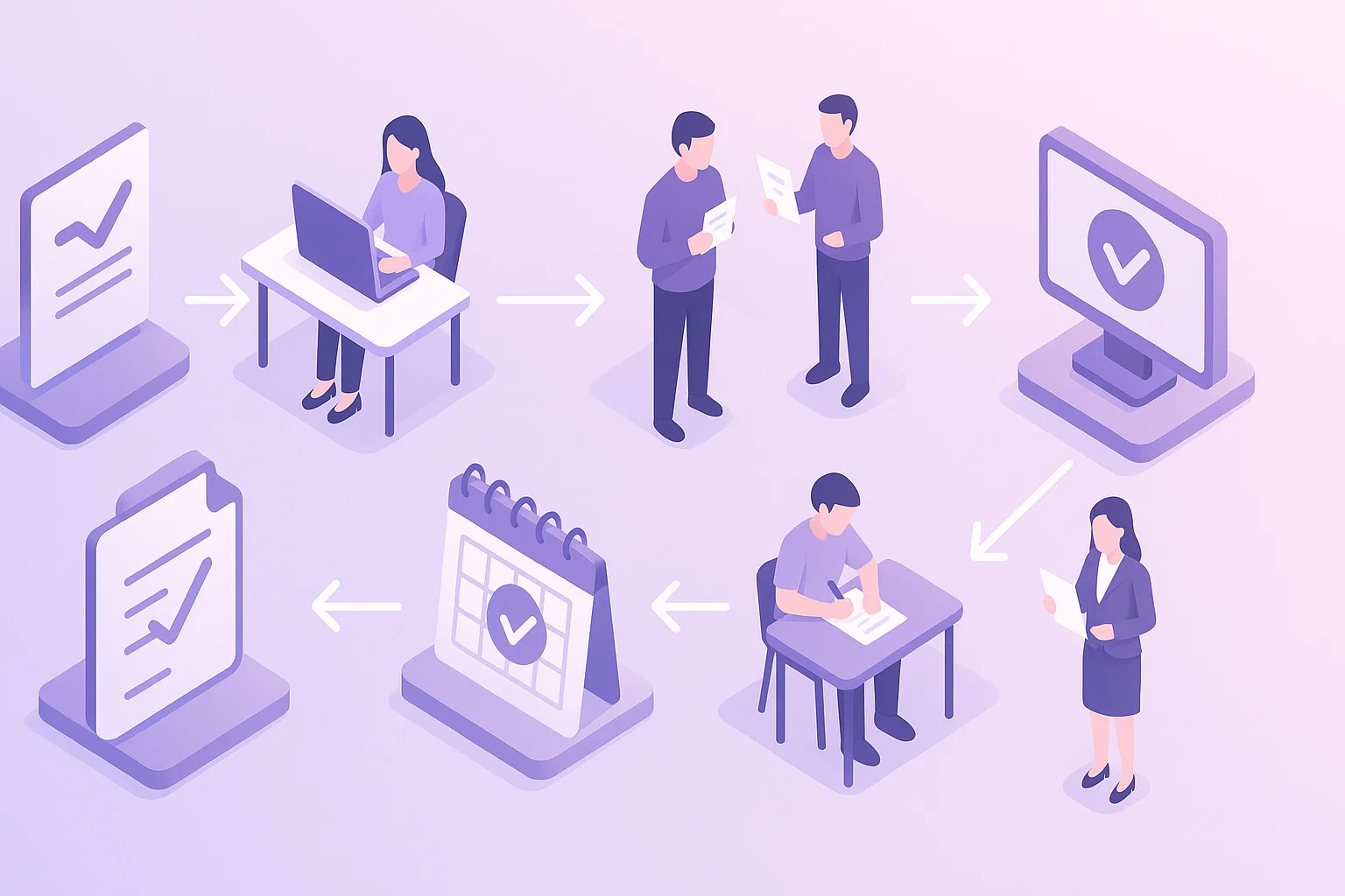 Q-Net 전 과정 흐름도: 응시자격→접수→수험표→발표