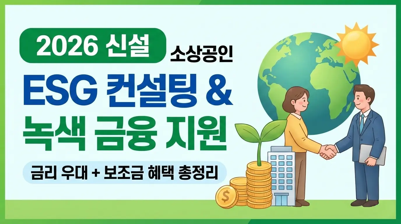 2026년 신설 소상공인 ESG 컨설팅 및 녹색 금융 지원 혜택 총정리 (금리 우대 및 보조금)