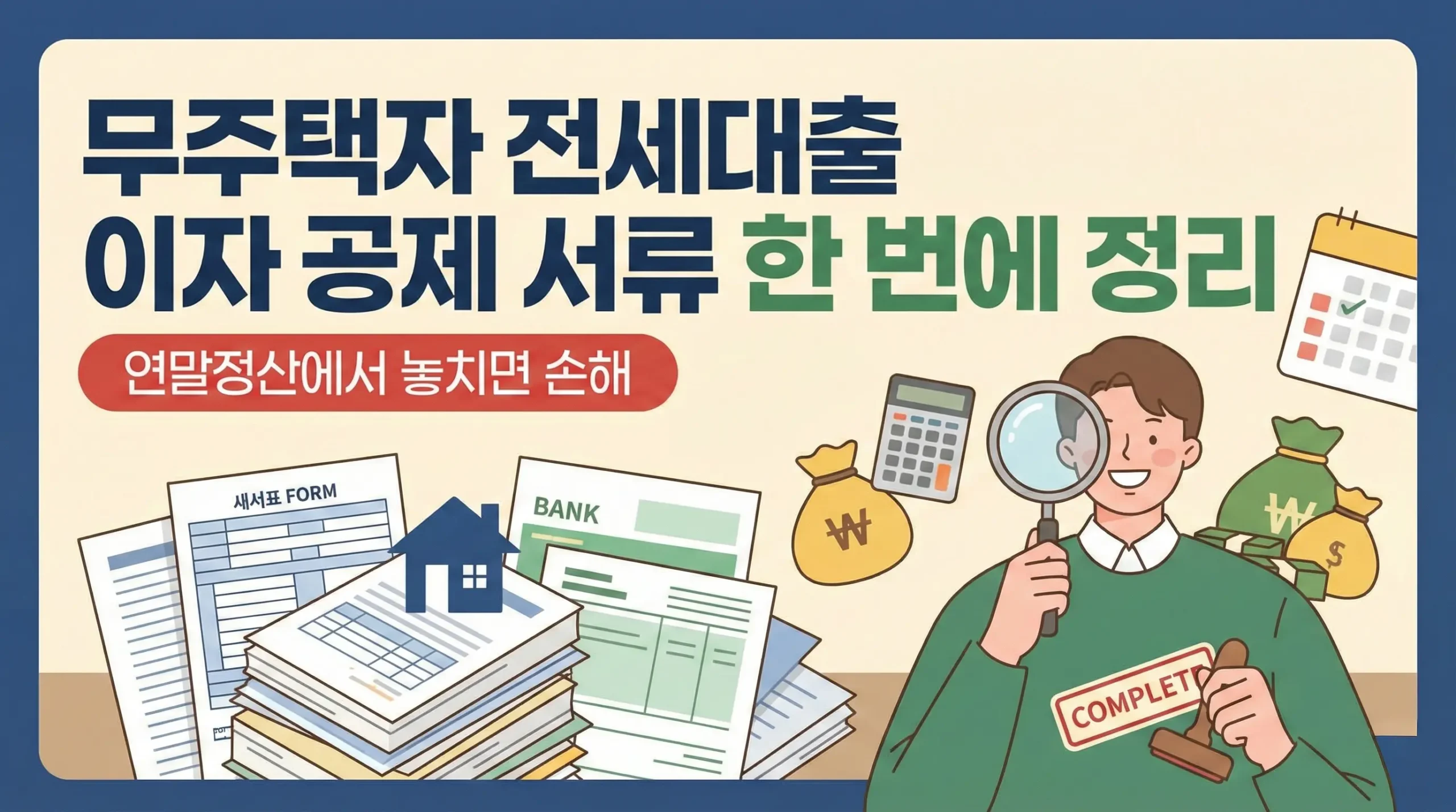 무주택자 전세대출 이자 공제 서류 한 번에 정리｜연말정산에서 놓치면 손해