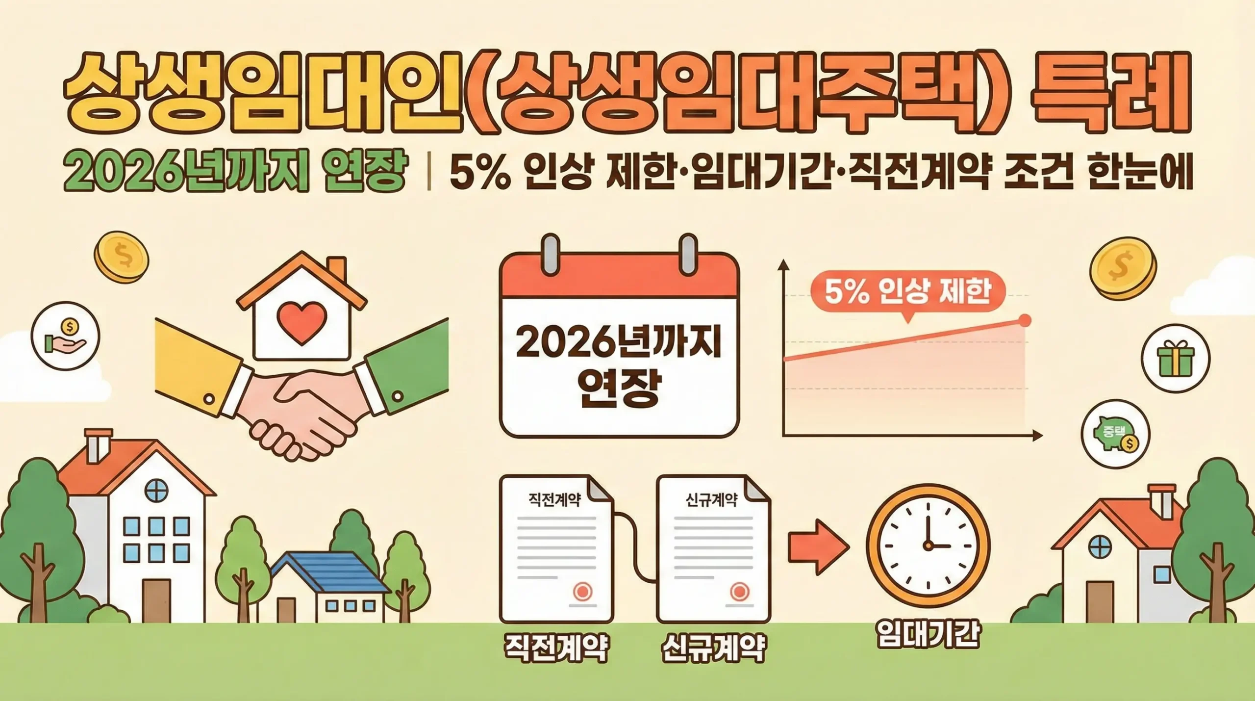 상생임대인(상생임대주택) 특례 2026년까지 연장｜5% 인상 제한·임대기간·직전계약 조건 한눈에