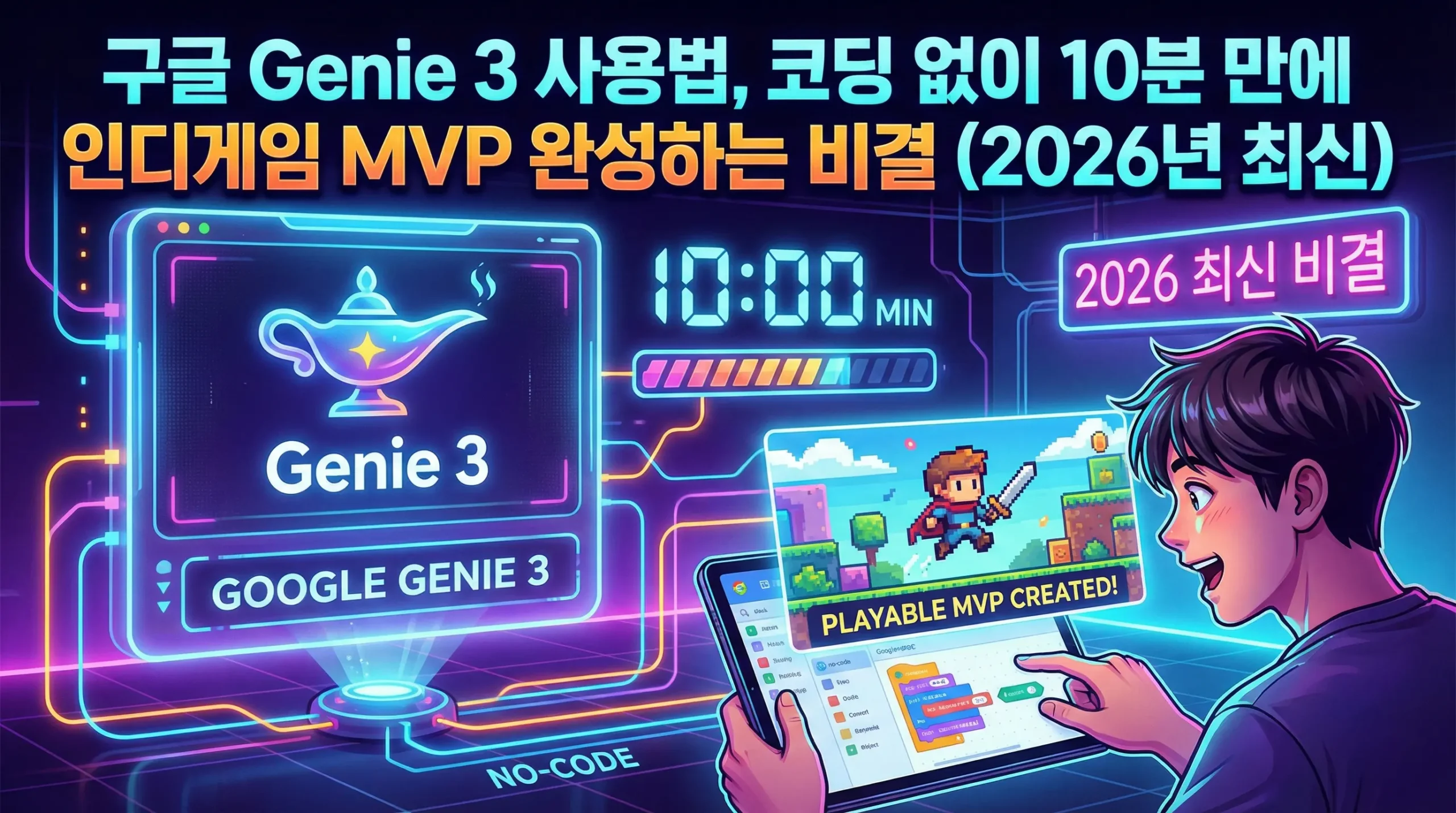 구글 Genie 3 사용법, 코딩 없이 10분 만에 인디게임 MVP 완성하는 비결 (2026년 최신)