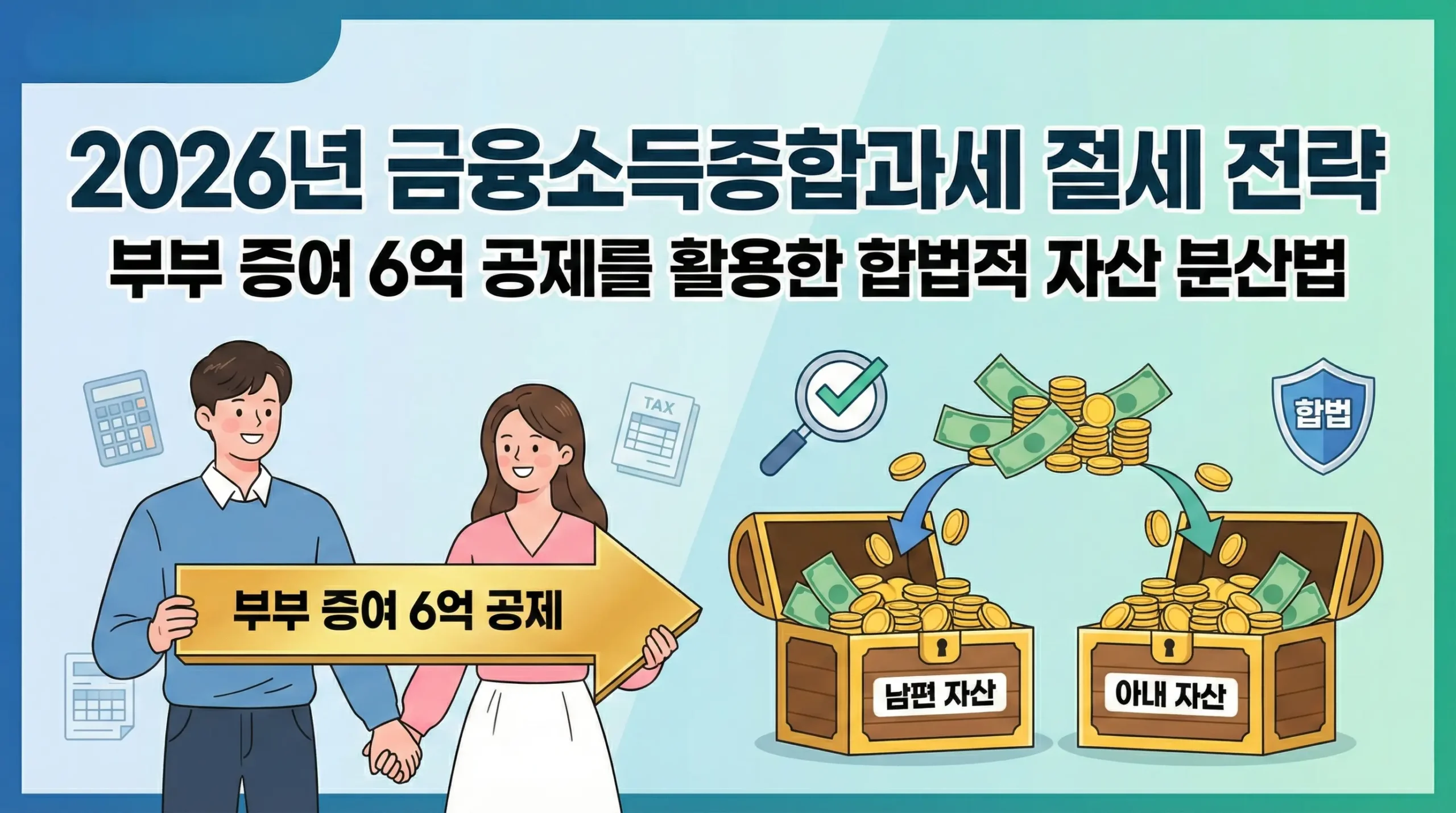 2026년 금융소득종합과세 절세 전략: 부부 증여 6억 공제를 활용한 합법적 자산 분산법