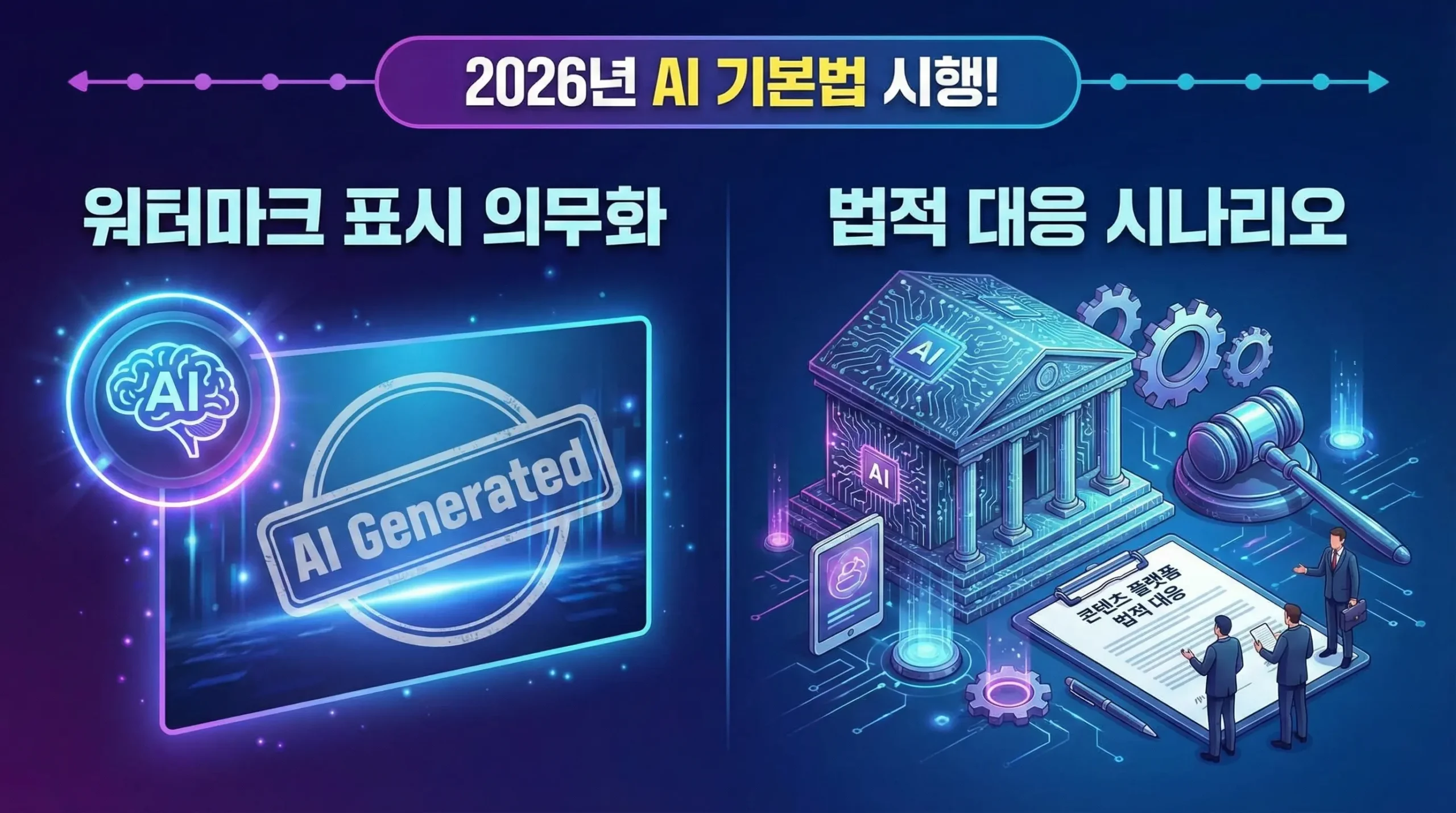 2026년 AI 기본법 시행! 워터마크 표시 의무화와 콘텐츠 플랫폼의 법적 대응 시나리오