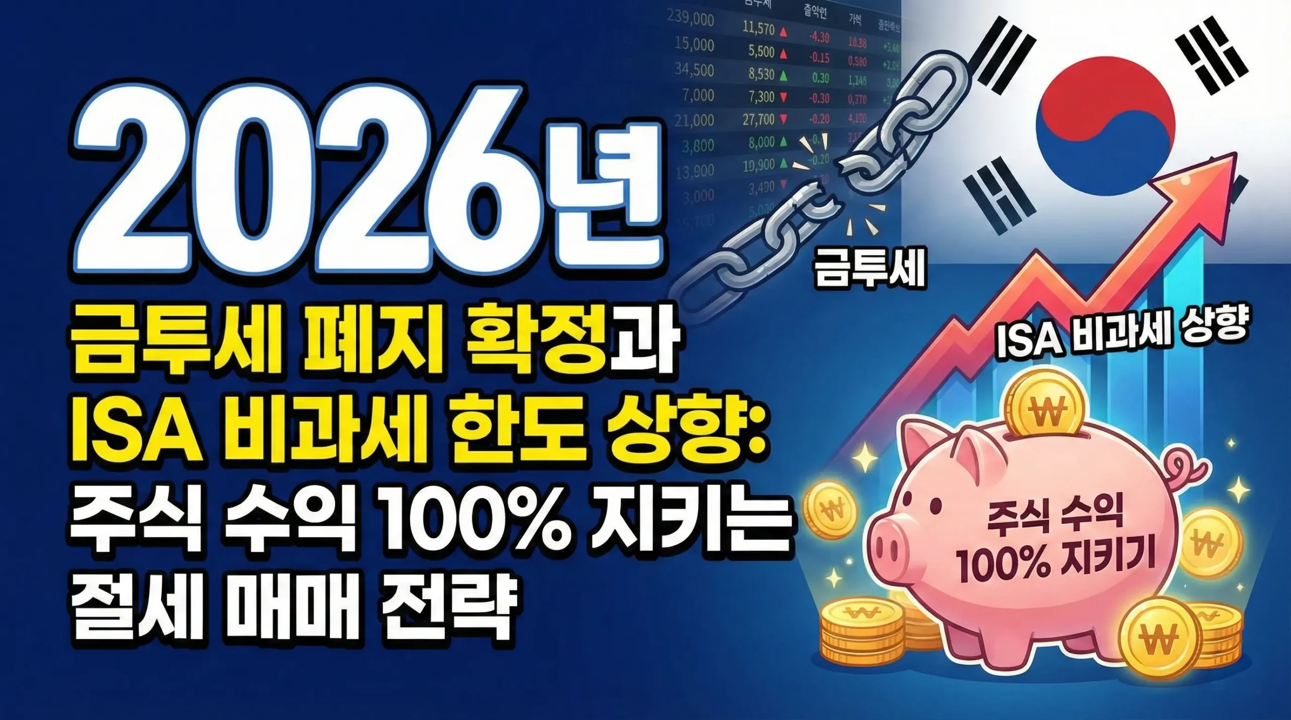 2026년 금투세 폐지 확정과 ISA 비과세 한도 상향: 주식 수익 100% 지키는 절세 매매 전략