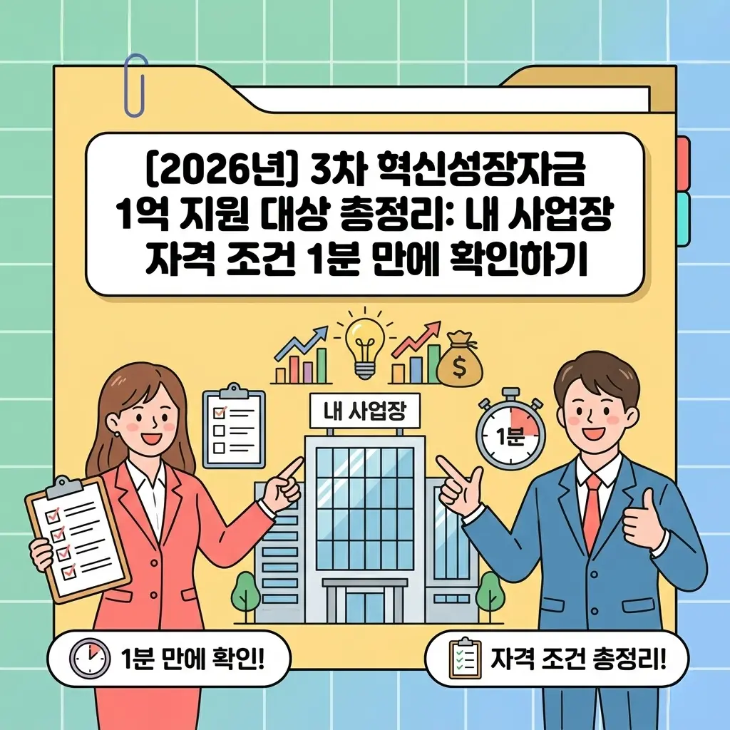 [2026년] 3차 혁신성장자금 1억 지원 대상 총정리: 내 사업장 자격 조건 1분 만에 확인하기