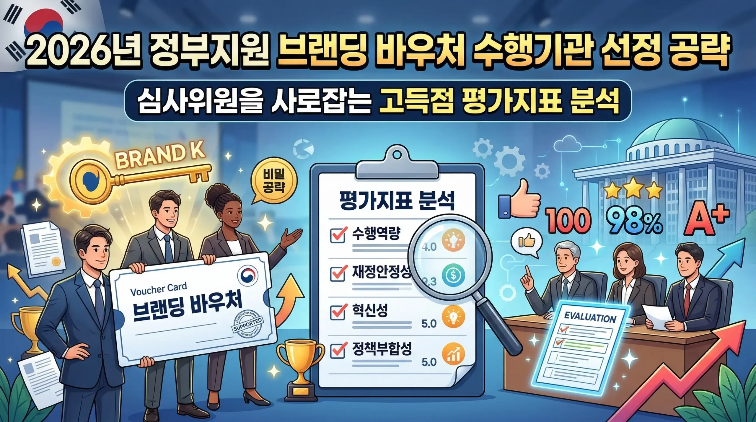 2026년 정부지원 브랜딩 바우처 수행기관 선정 공략: 심사위원을 사로잡는 고득점 평가지표 분석