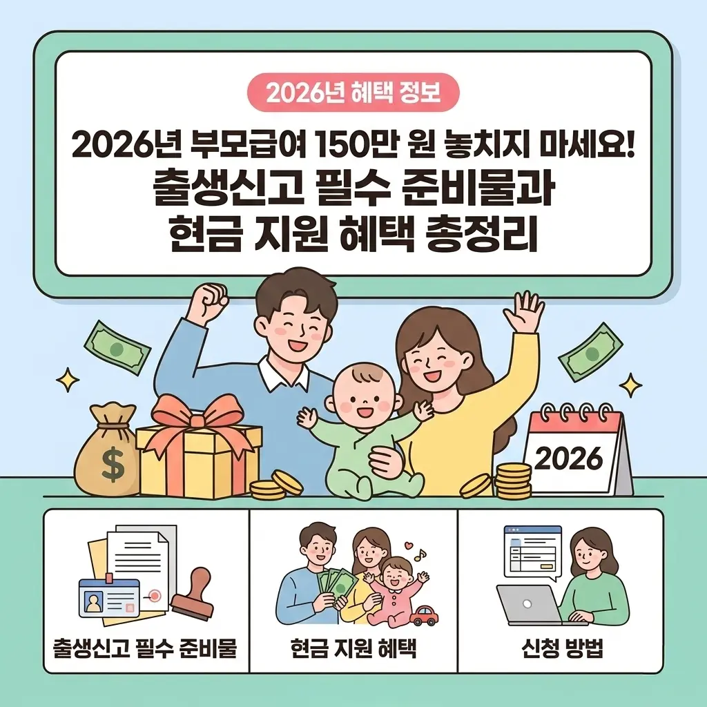 2026년 부모급여 150만 원 놓치지 마세요! 출생신고 필수 준비물과 현금 지원 혜택 총정리