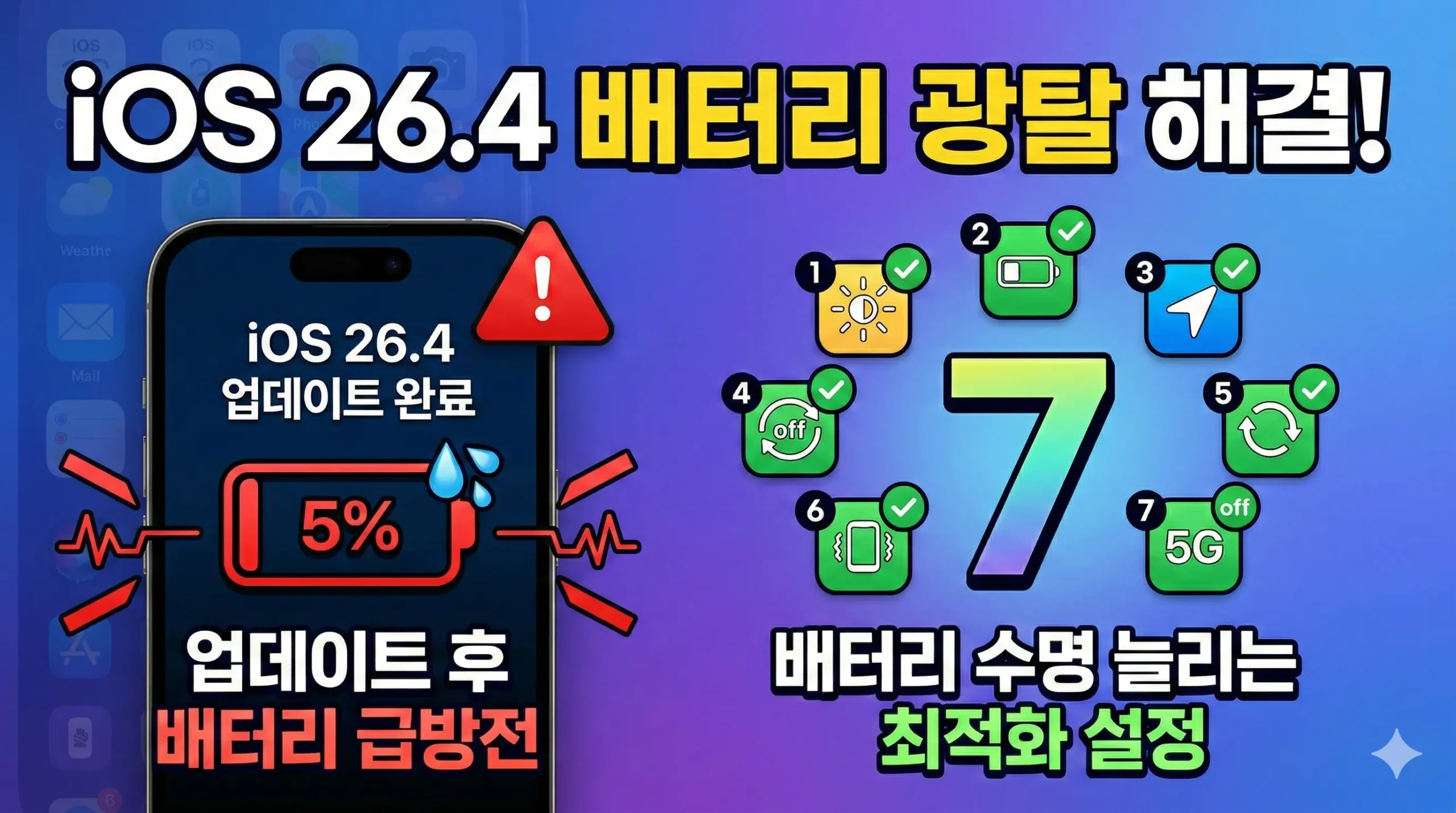 아이폰 iOS 26.4 업데이트 후 배터리 광탈 해결하는 최적화 설정 7가지