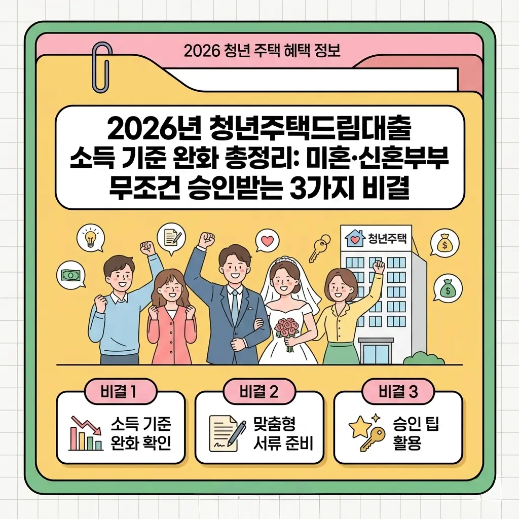 2026년 청년주택드림대출 소득 기준 완화 총정리: 미혼·신혼부부 무조건 승인받는 3가지 비결