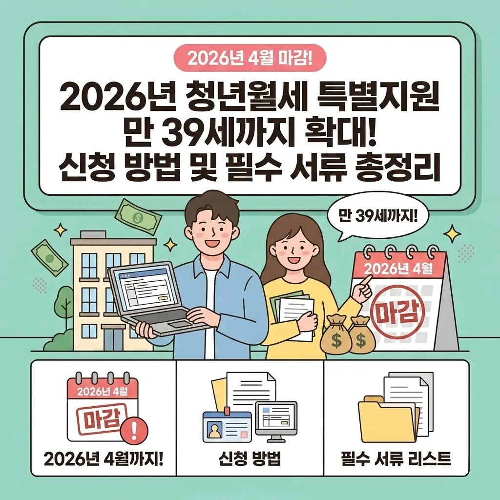 2026년 4월 마감! 만 39세까지 확대된 청년월세 특별지원 신청 방법 및 서류 총정리