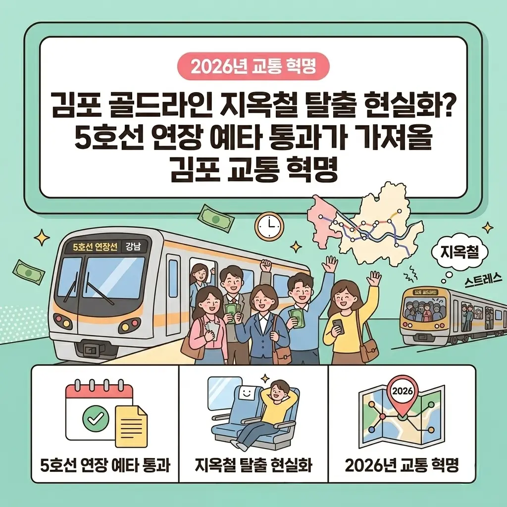 김포 골드라인 지옥철 탈출 현실화? 5호선 연장 예타 통과가 가져올 2026년 교통 혁명