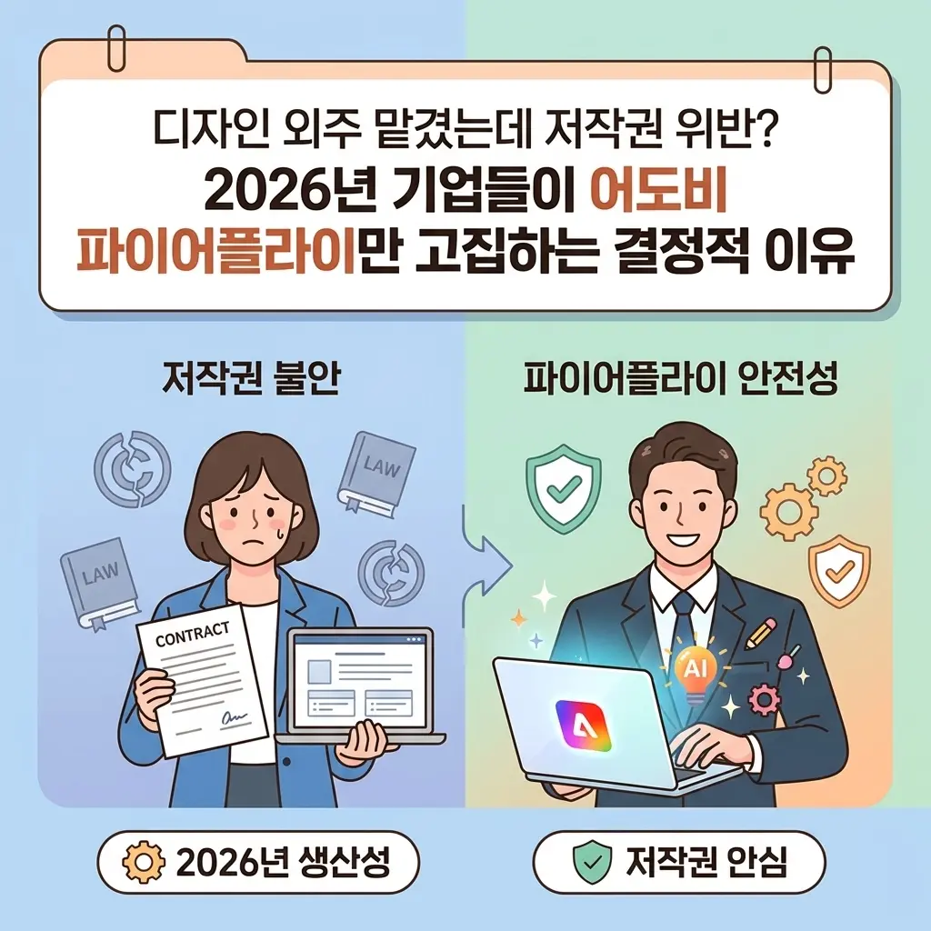 디자인 외주 맡겼는데 저작권 위반? 2026년 기업들이 어도비 파이어플라이만 고집하는 결정적 이유