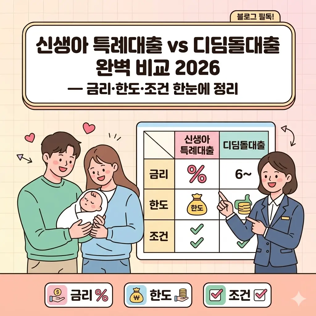 신생아 특례대출 vs 디딤돌대출 완벽 비교 2026 — 금리·한도·조건 한눈에 정리