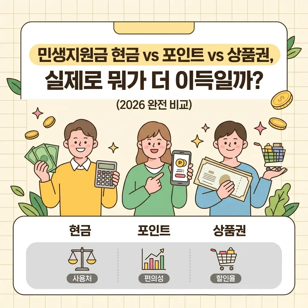 민생지원금 현금 vs 포인트 vs 상품권, 실제로 뭐가 더 이득일까? (2026 완전 비교)