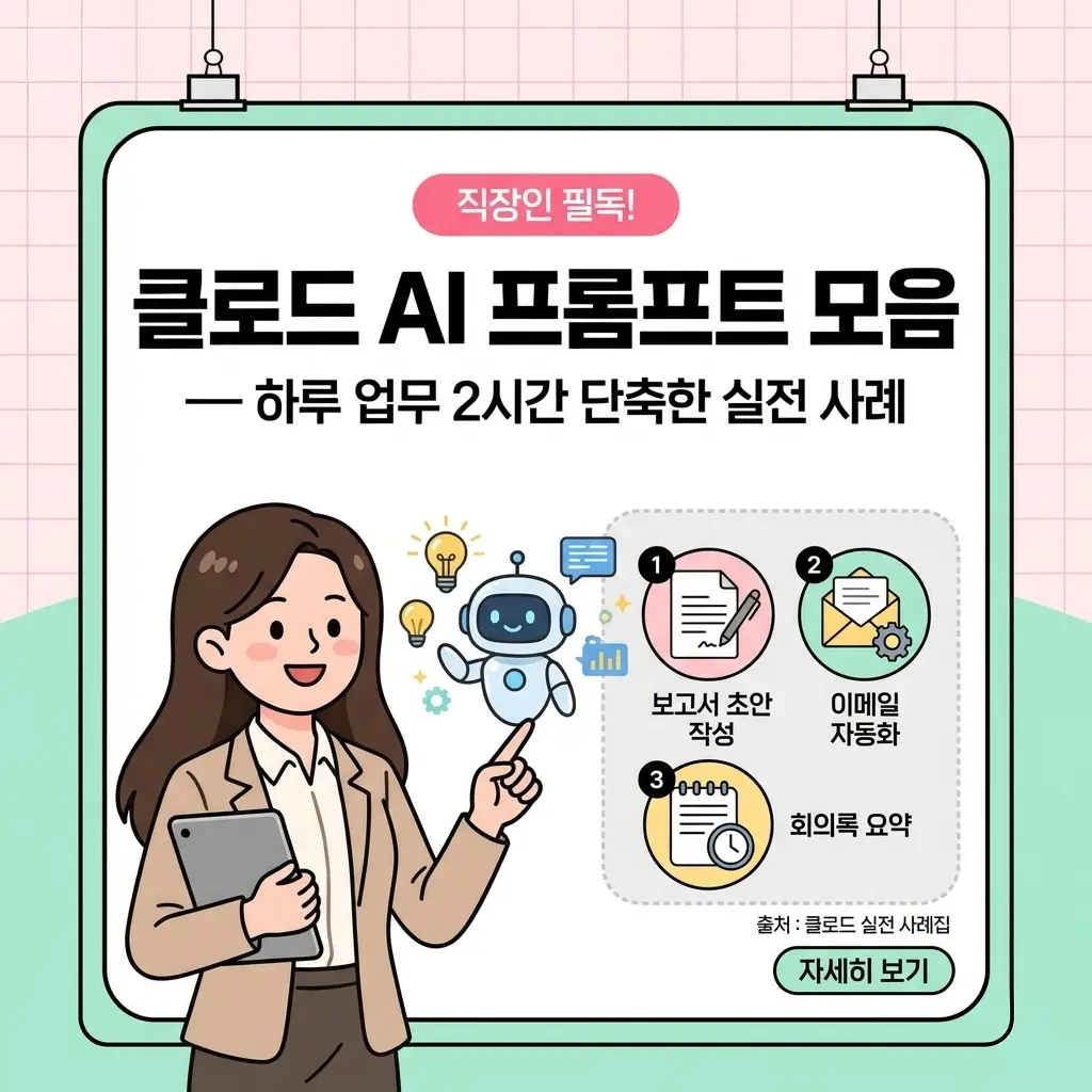 직장인 필독! 클로드 AI 프롬프트 모음 — 하루 업무 2시간 단축한 실전 사례