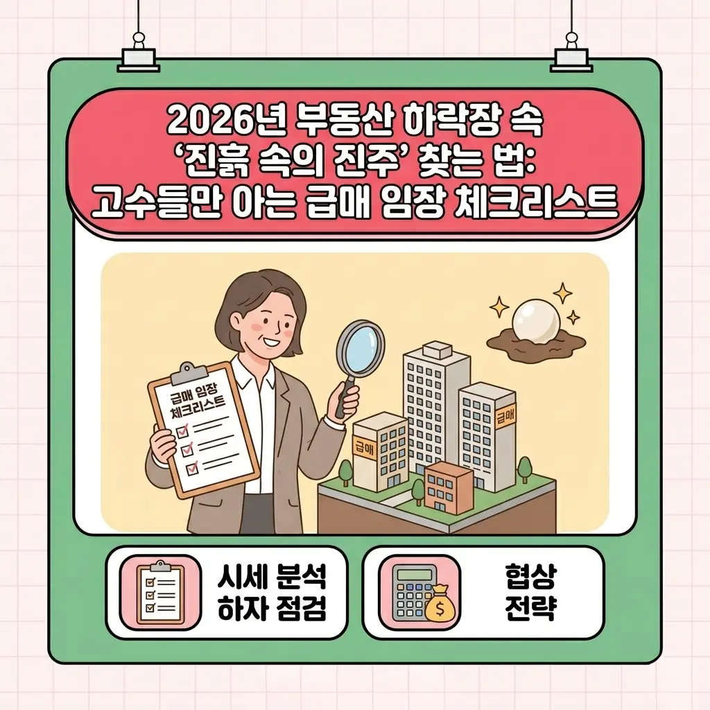 2026년 부동산 하락장 속 ‘진흙 속의 진주’ 찾는 법: 고수들만 아는 급매 임장 체크리스트