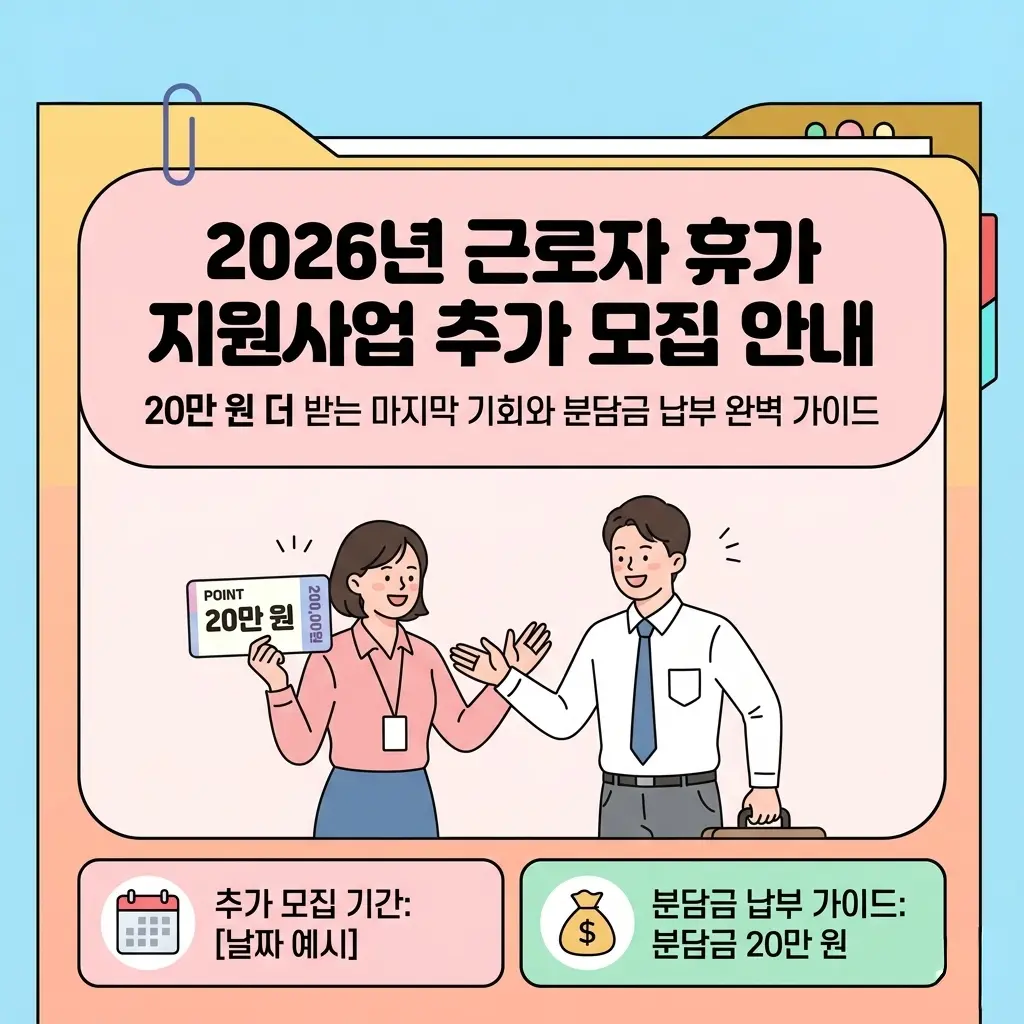 2026년 근로자 휴가 지원사업 추가 모집 안내: 20만 원 더 받는 마지막 기회와 분담금 납부 완벽 가이드