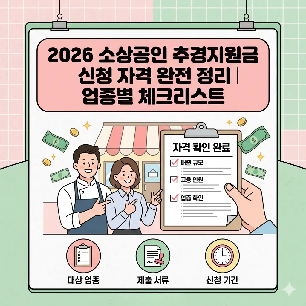 2026 소상공인 추경지원금 신청 자격 완전 정리 | 업종별 체크리스트