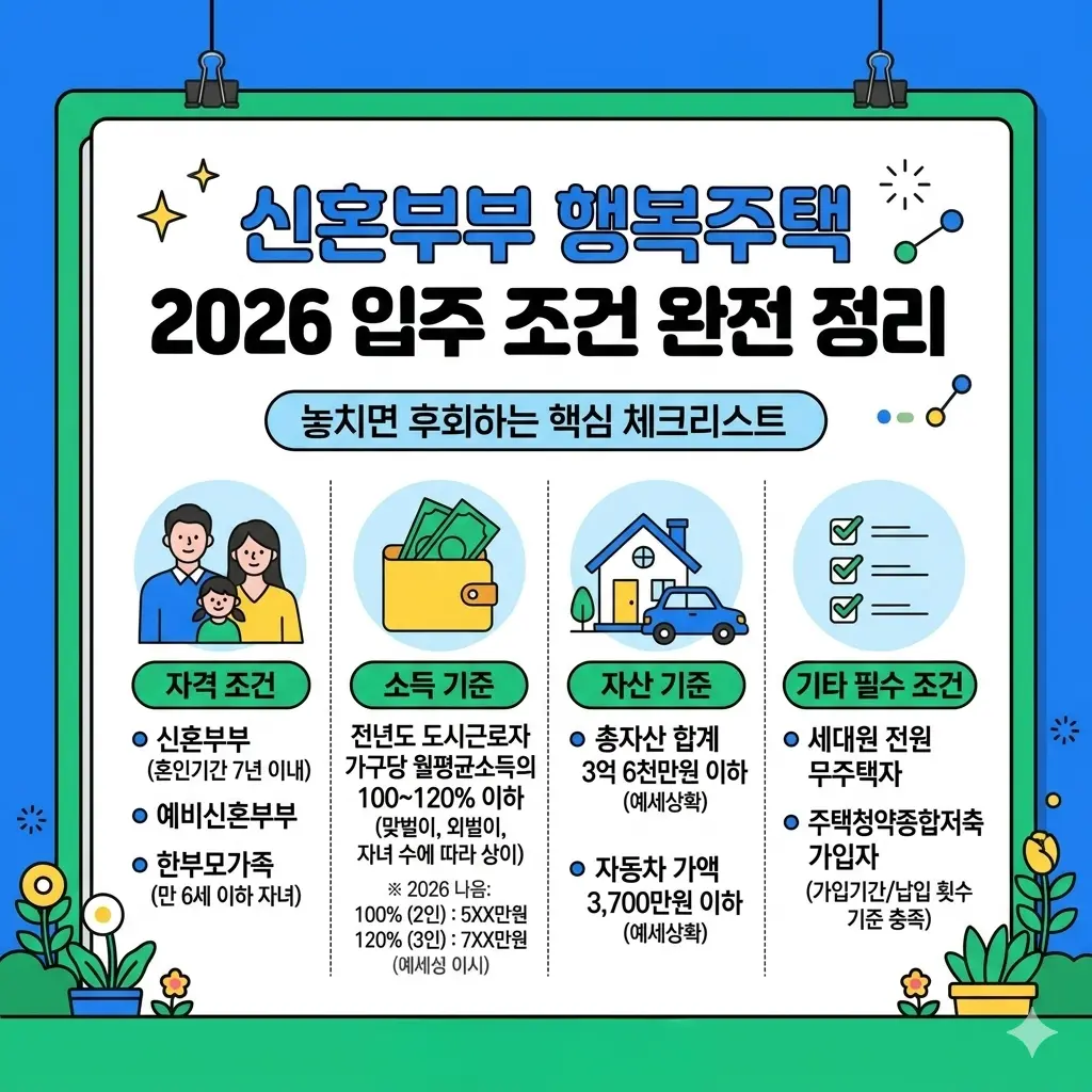 신혼부부 행복주택 2026 입주 조건 완전 정리 — 놓치면 후회하는 핵심 체크리스트