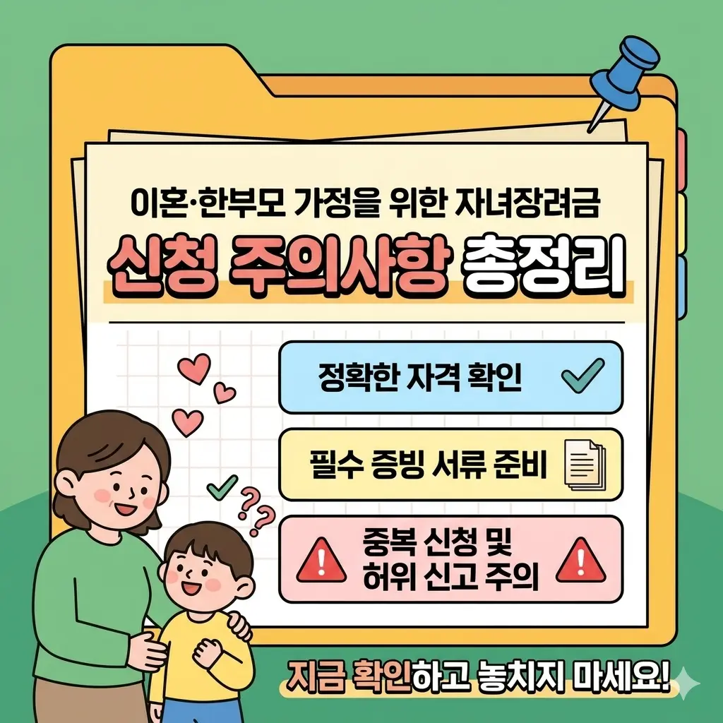 이혼·한부모 가정이라면 꼭 알아야 할 자녀장려금 신청 주의사항 총정리