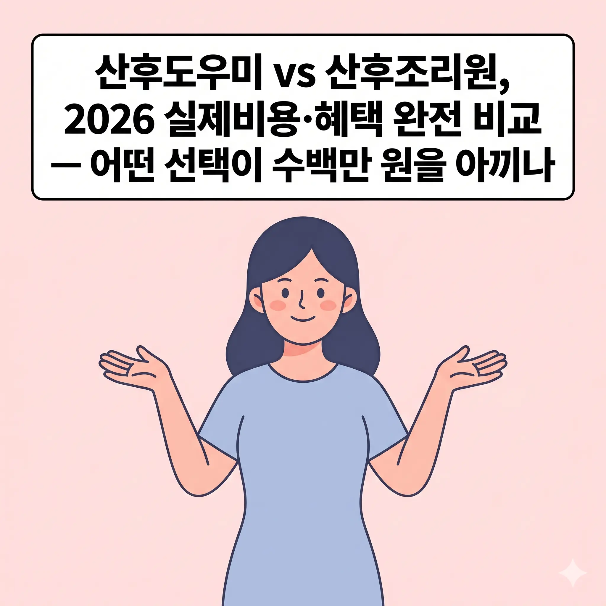 산후도우미 vs 산후조리원, 2026 실제 비용·혜택 완전 비교 — 어떤 선택이 수백만 원을 아끼나