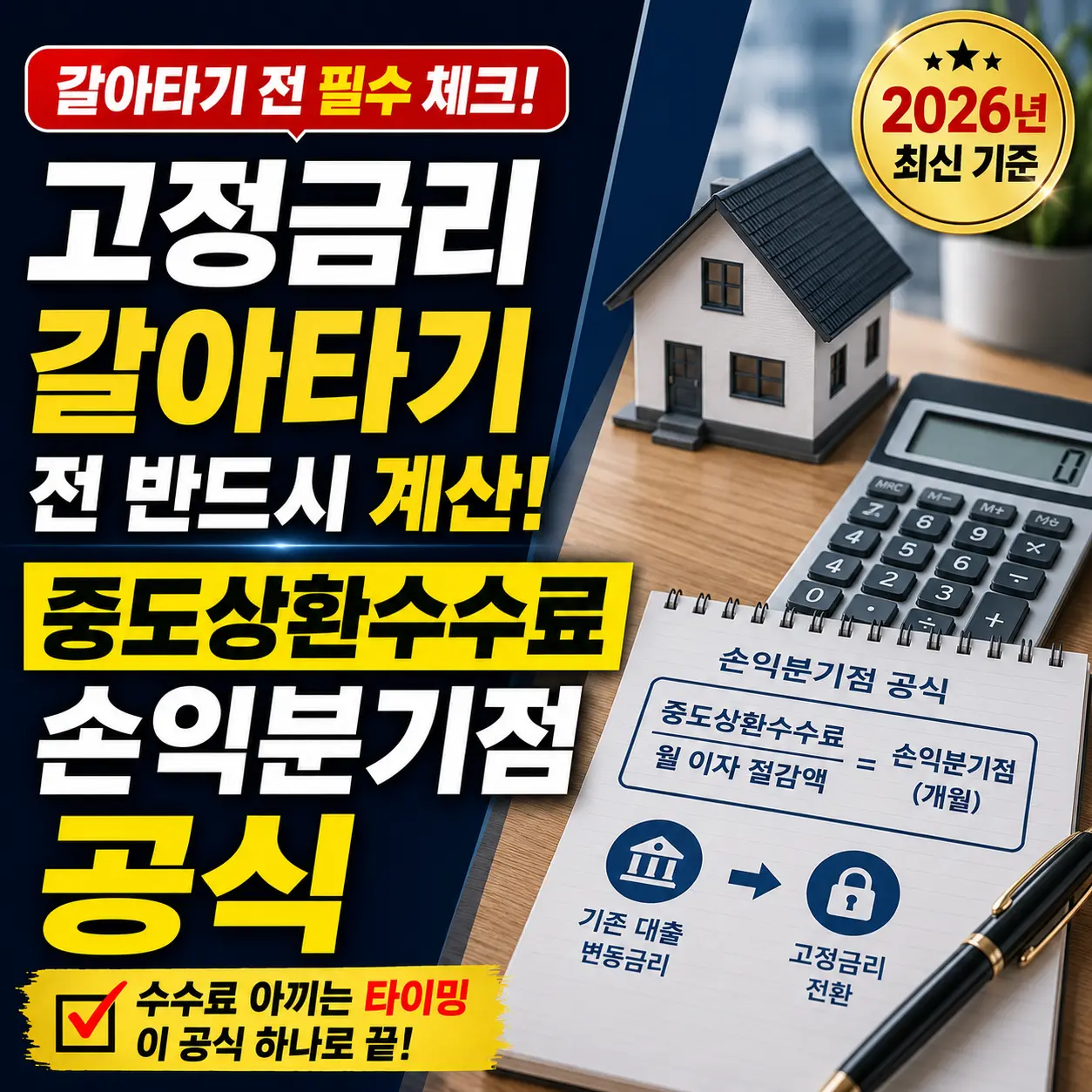 고정금리로 갈아타기 전 반드시 계산해야 할 중도상환수수료 손익분기점 공식