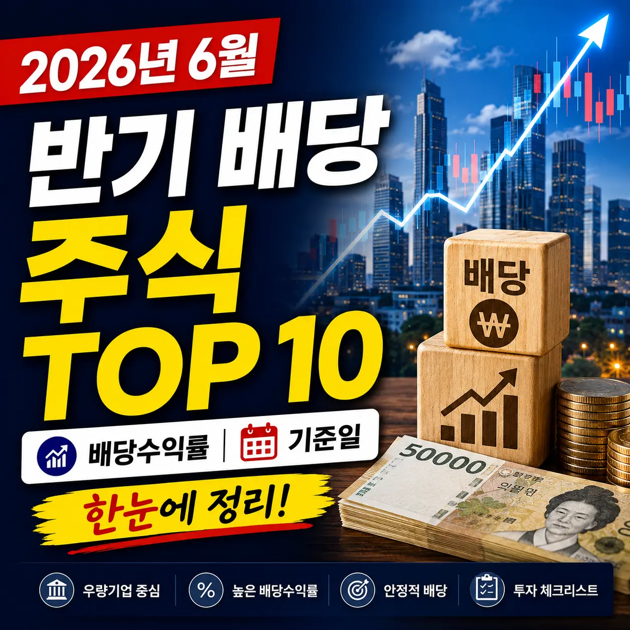 2026년 6월 반기 배당 주식 TOP 10 — 배당수익률·기준일 한눈에 정리
