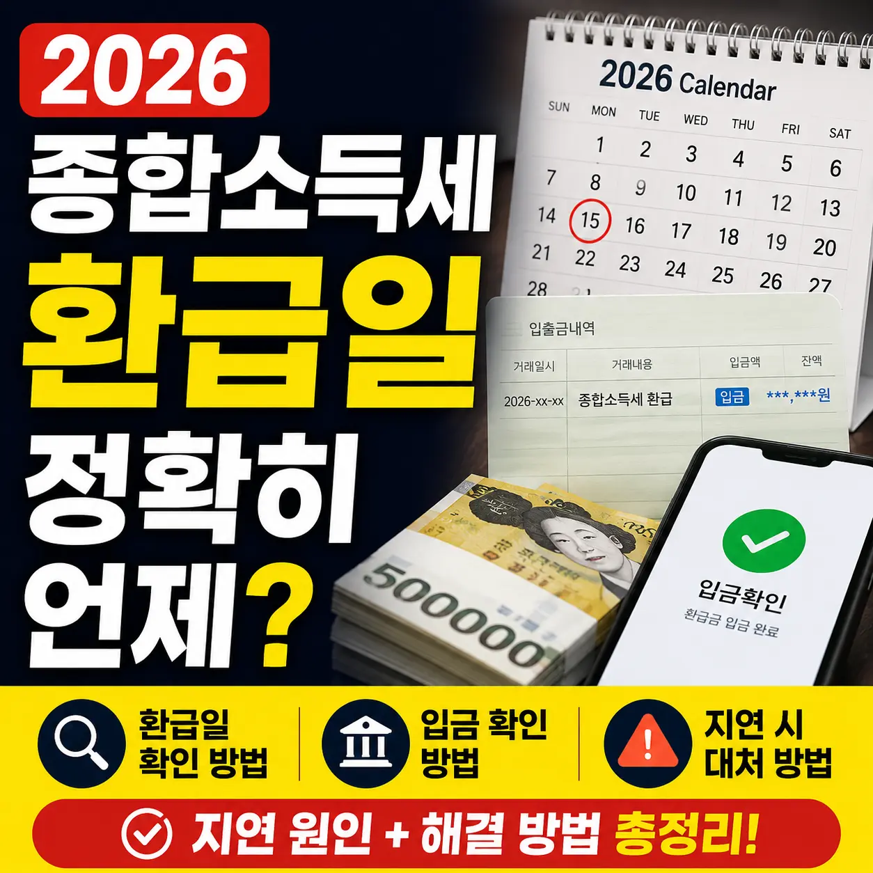 2026 종합소득세 환급일 정확히 언제? 입금 확인부터 지연 대처까지 총정리