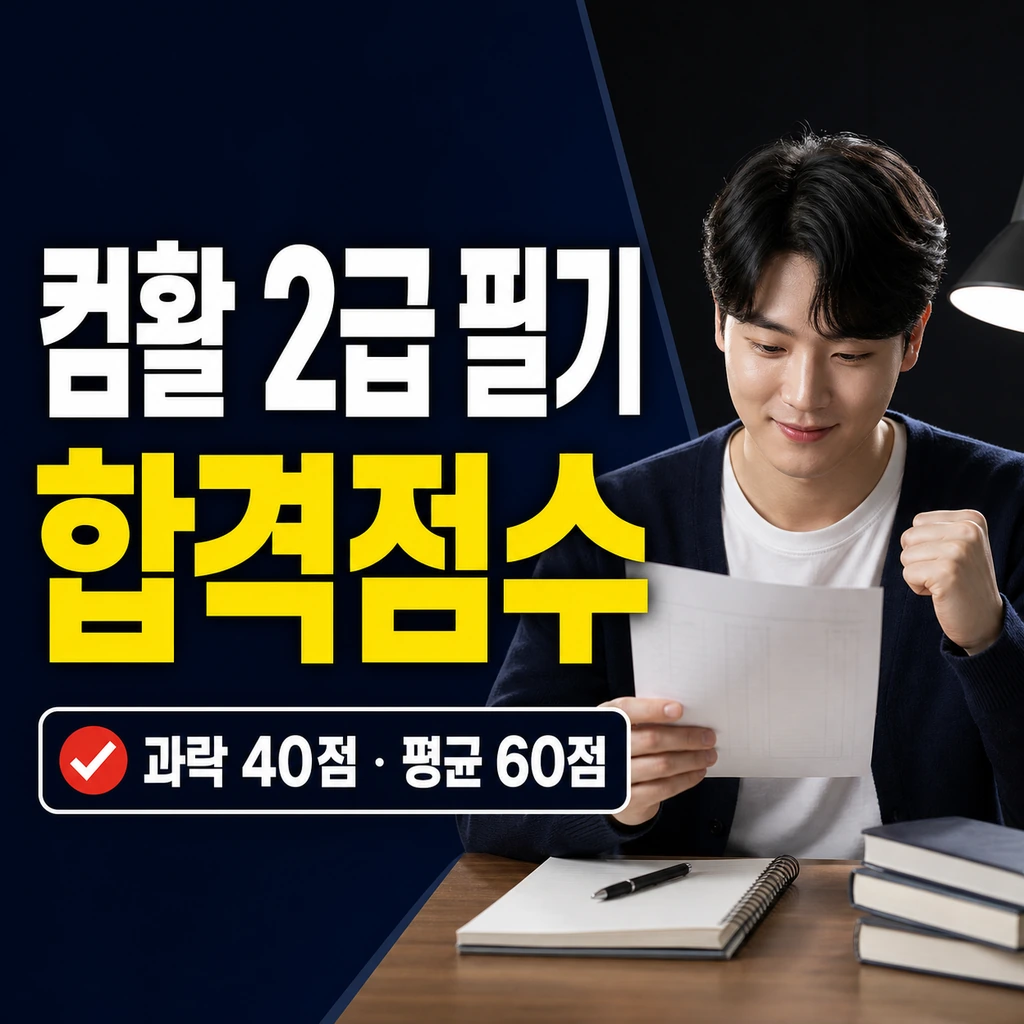 컴활2급필기 합격점수 계산법: 과락 40점·평균 60점 예시