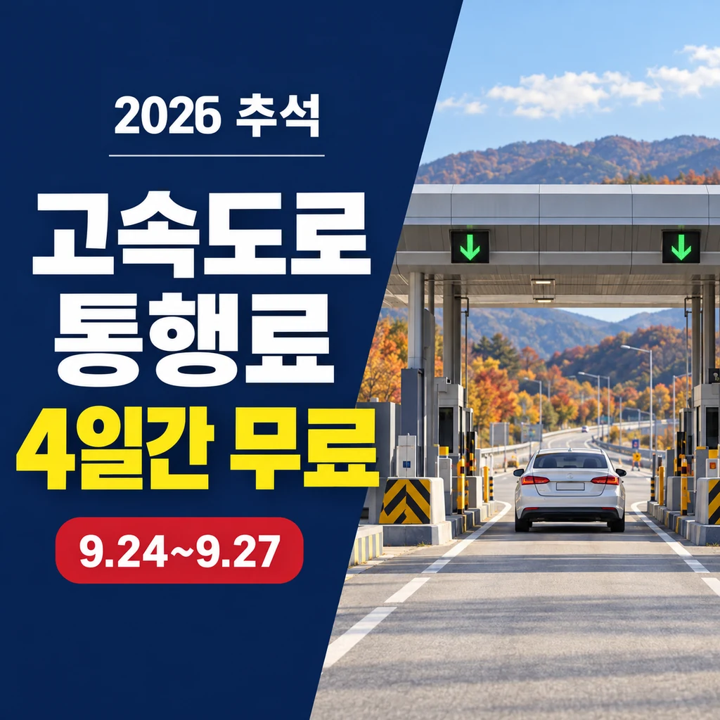 2026 추석 고속도로 통행료 면제 기간은? 9월 24~27일 적용 기준