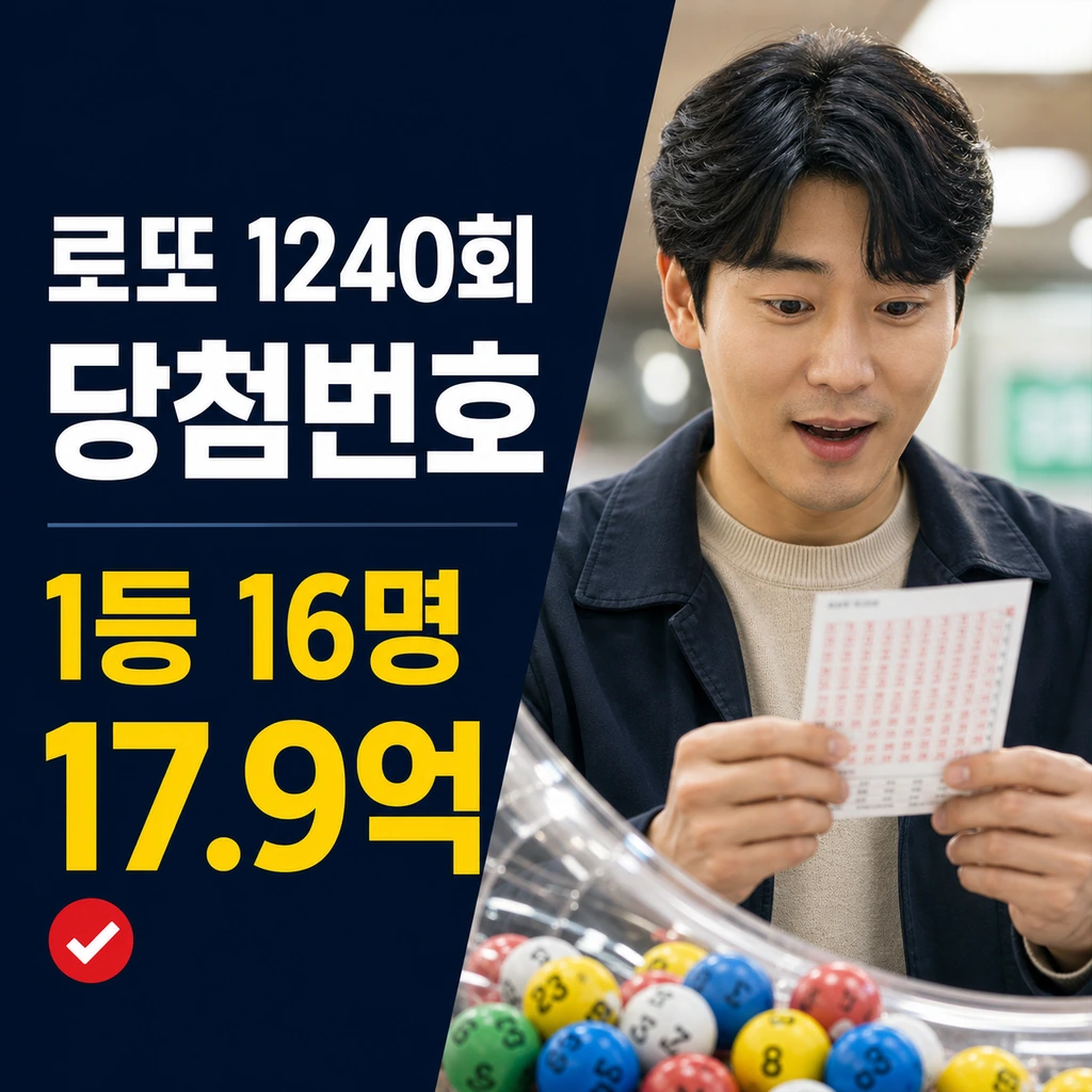 로또 1240회 당첨번호 및 1등 판매점 조회 (1등 16명, 각 17.9억 원)