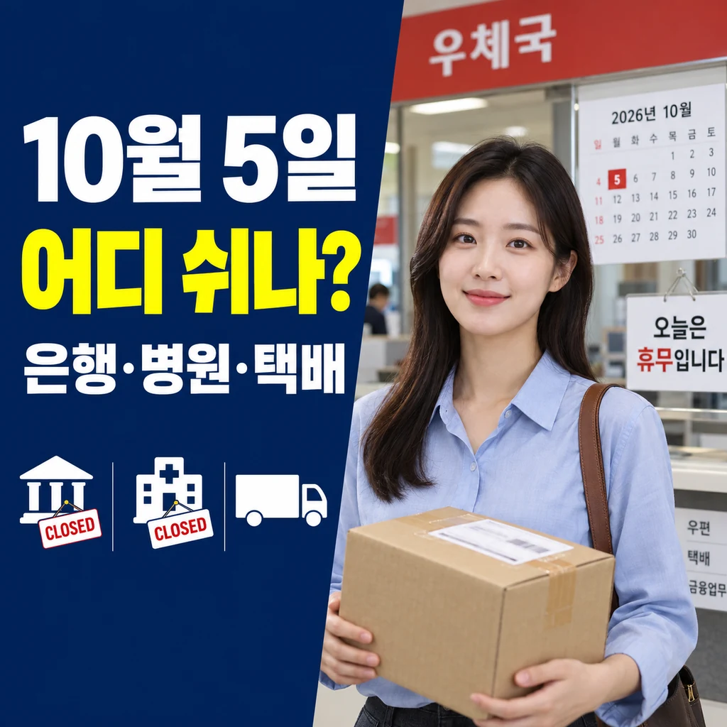 2026년 10월 5일 대체공휴일 은행·병원·관공서 휴무 여부와 우체국 택배 일정