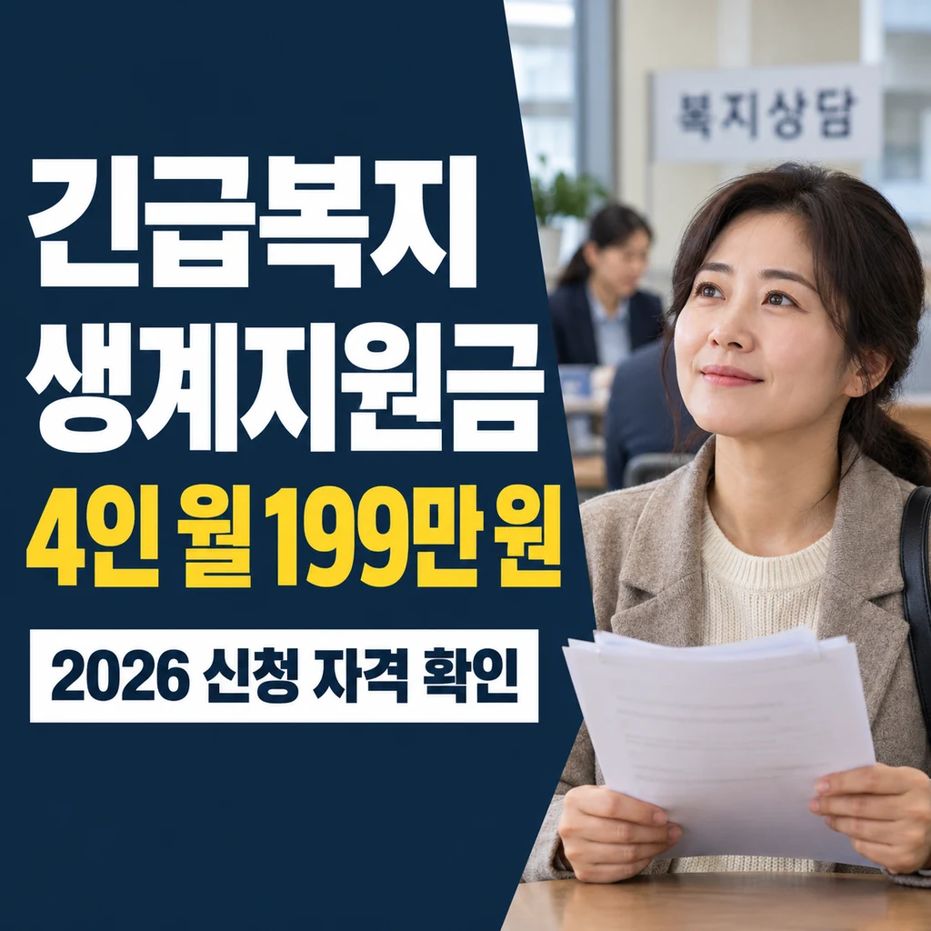 긴급복지 생계지원금 신청 자격과 금액 2026｜4인 가구 월 199만 원 지원 조건