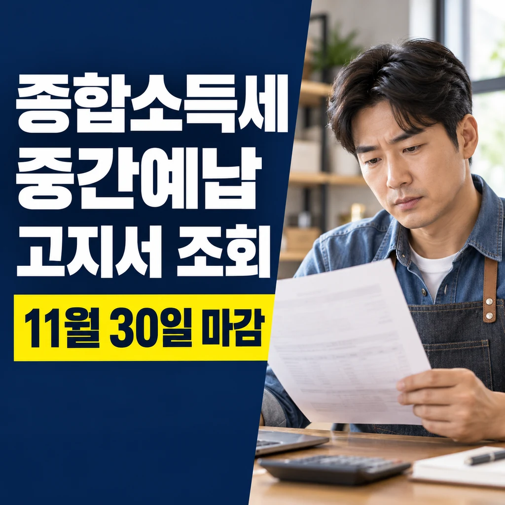 종합소득세 중간예납 고지서 조회 방법과 2026년 11월 30일 납부기한