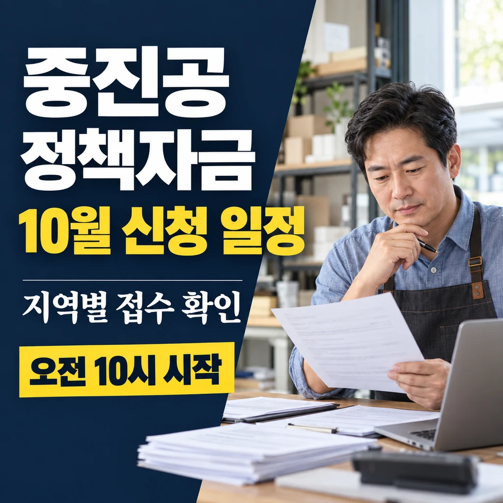 중진공 정책자금 10월 지역별 신청일과 접수 시간은?