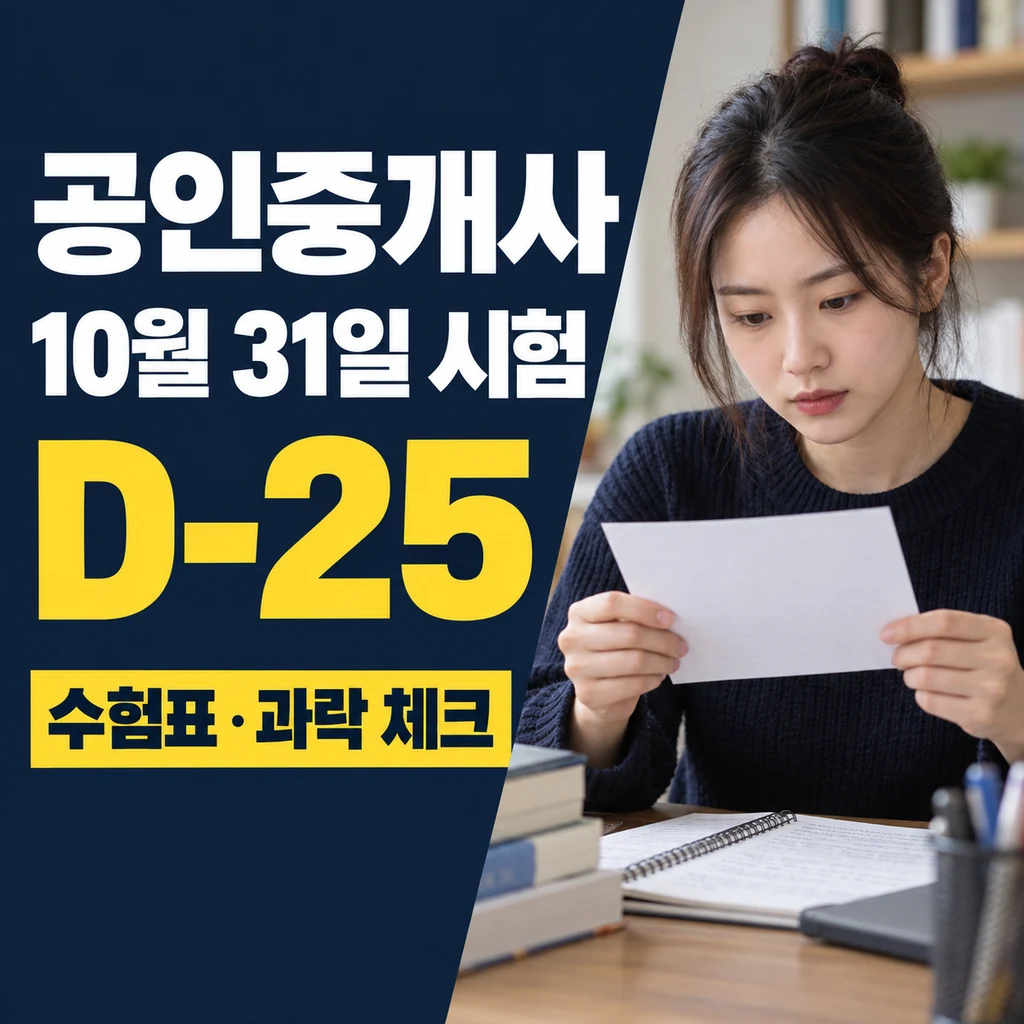 2026 공인중개사 시험일정 D-25, 큐넷 수험표 출력부터 1·2차 과락 방지까지