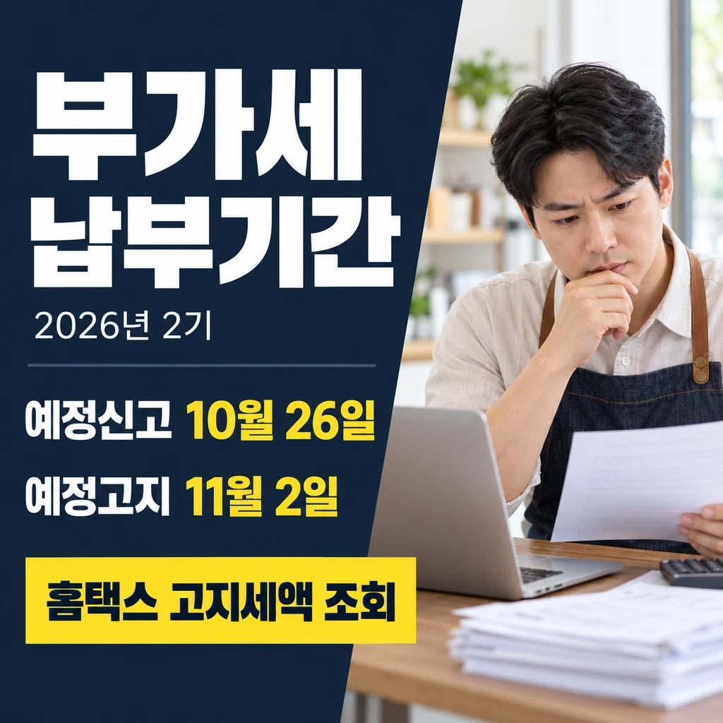 부가가치세 납부기간 2026년 2기, 10월 26일·11월 2일 차이와 홈택스 조회